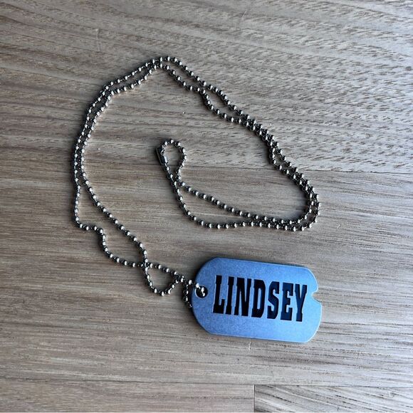 5/$20 Lindsey Tag 2"x1-1/8" Necklace Ball Chain 27" - Picture 4 of 4